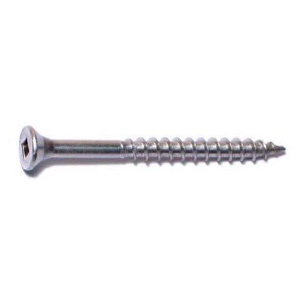 Buildright Deck Screw, #8 x 2 in, 18-8 Stainless Steel, Flat Head, Square Drive, 130 PK 08556